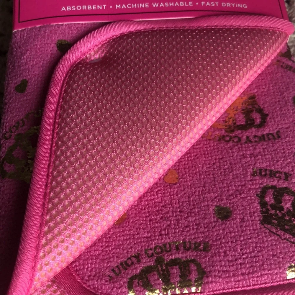 Juicy Couture Pink Dish Drying Mats with Gold Accents - Pack of 2